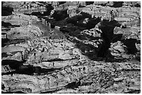 Aerial view of Chocolate Drops. Canyonlands National Park, Utah, USA. (black and white)