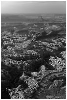 Aerial view of Maze District. Canyonlands National Park, Utah, USA. (black and white)