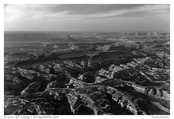 Aerial view of Maze area. Canyonlands National Park (black and white)