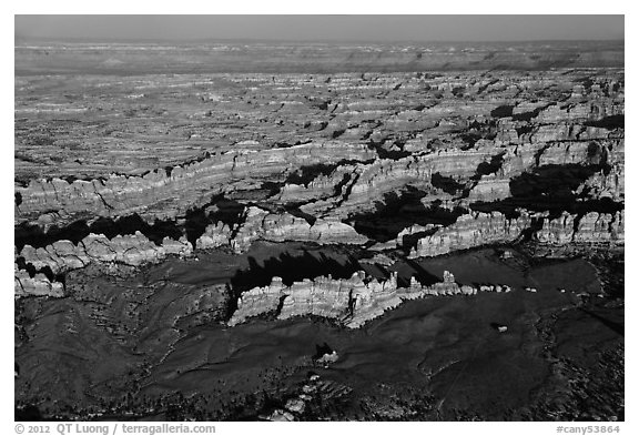 Aerial view of Chesler Park. Canyonlands National Park (black and white)