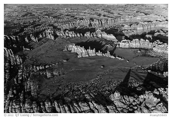 Aerial view of Chesler Park and Needles. Canyonlands National Park (black and white)