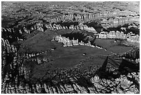 Aerial view of Chesler Park and Needles. Canyonlands National Park, Utah, USA. (black and white)
