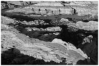 Aerial view of Castle Arch. Canyonlands National Park, Utah, USA. (black and white)