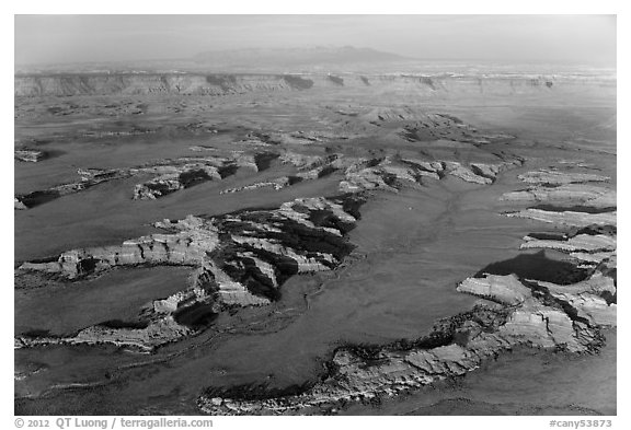 Aerial view of Squaw Flats, Needles. Canyonlands National Park (black and white)
