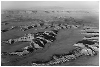 Aerial view of Squaw Flats, Needles. Canyonlands National Park, Utah, USA. (black and white)