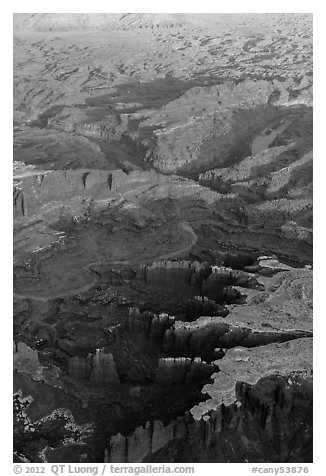 Aerial view of Monument Basin. Canyonlands National Park (black and white)