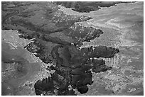 Aerial view of White Rim. Canyonlands National Park ( black and white)