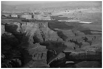Aerial view of Dead Horse Point. Canyonlands National Park, Utah, USA. (black and white)