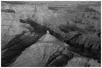 Aerial view of buttes and Dead Horse Point. Canyonlands National Park, Utah, USA. (black and white)