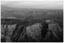 Aerial view of Dead Horse Point State Park. Canyonlands National Park, Utah, USA. (black and white)