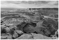 Gooseneck of the Colorado River from Dead Horse Point. Canyonlands National Park ( black and white)