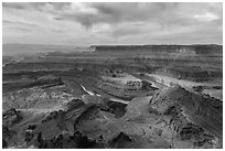 Dead Horse Point view with virgas. Canyonlands National Park ( black and white)