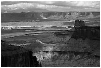 View over White Rim from High Spur. Canyonlands National Park ( black and white)