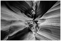 High Spur slot canyon, Orange Cliffs Unit, Glen Canyon National Recreation Area, Utah. USA ( black and white)