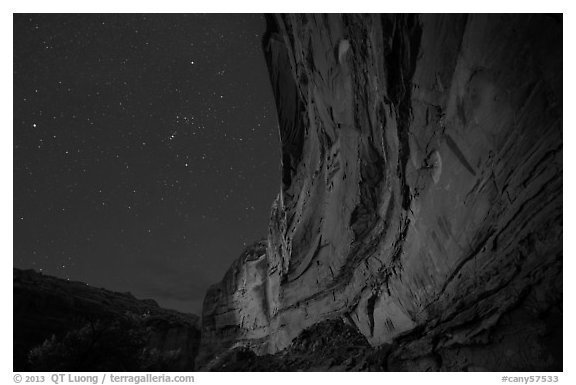 Great Gallery at night. Canyonlands National Park (black and white)