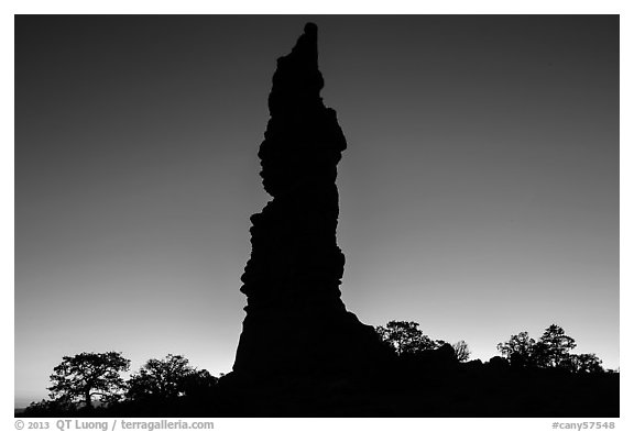 Standing Rock silhouette at sunrise. Canyonlands National Park (black and white)