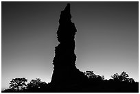 Standing Rock silhouette at sunrise. Canyonlands National Park ( black and white)
