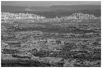 Maze District seen from Orange Cliffs. Canyonlands National Park ( black and white)