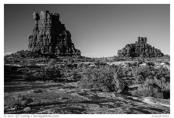 The Eternal Flame, late afternoon, land of Standing rocks. Canyonlands National Park (black and white)