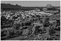 Maze seen from Chimney Rock, late afternoon. Canyonlands National Park ( black and white)