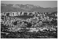 Needles seen from the Maze, late afternoon. Canyonlands National Park ( black and white)