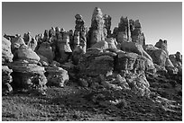 Dollhouse spires at sunrise, Maze District. Canyonlands National Park ( black and white)