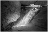 Chamber and sunray, the Dollhouse, Maze District. Canyonlands National Park ( black and white)