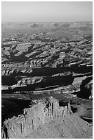 Aerial View of Under the Ledge country. Canyonlands National Park, Utah, USA. (black and white)