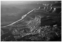 Aerial View of Cliffs and Green River. Canyonlands National Park, Utah, USA. (black and white)