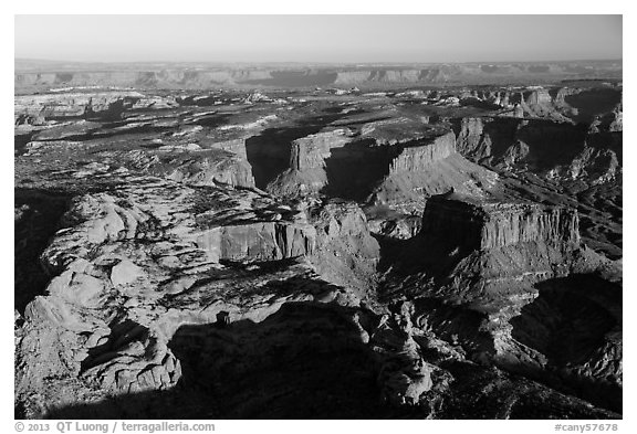 Aerial View of mesas, Island in the Sky district. Canyonlands National Park (black and white)