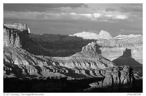 Capitol Reef section of the Waterpocket Fold from Sunset Point, sunset. Capitol Reef National Park, Utah, USA.