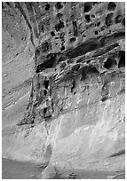 Holes in rock, Capitol Gorge. Capitol Reef National Park ( black and white)