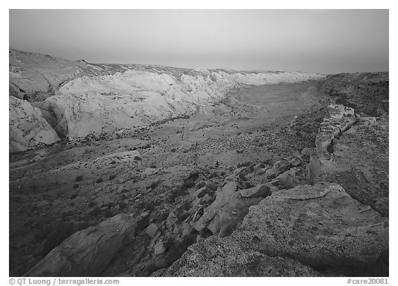 Waterpocket fold from Halls Creek overlook, dawn. Capitol Reef National Park (black and white)