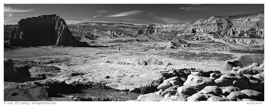 Vast desert landscape, Cathedral Valley. Capitol Reef National Park (black and white)