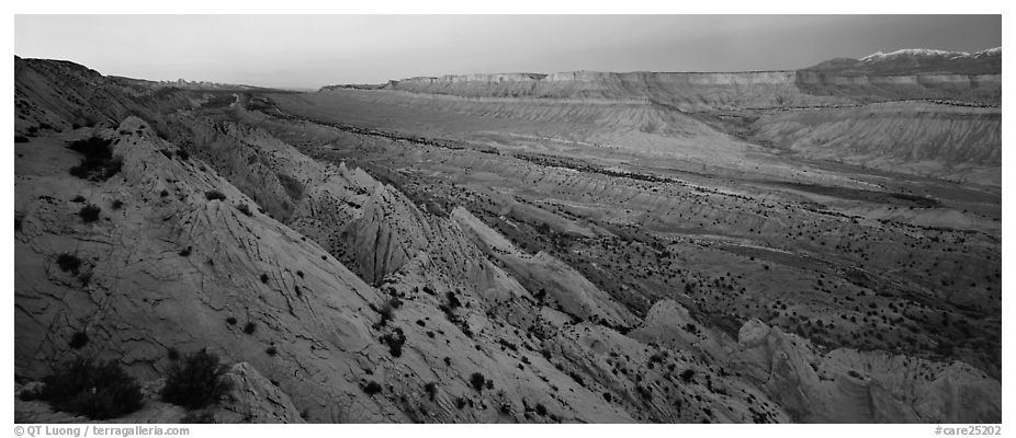 Earth crust wrinkle of  Waterpocket Fold at dusk. Capitol Reef National Park (black and white)