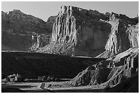Cliffs near Fruita at sunset. Capitol Reef National Park ( black and white)