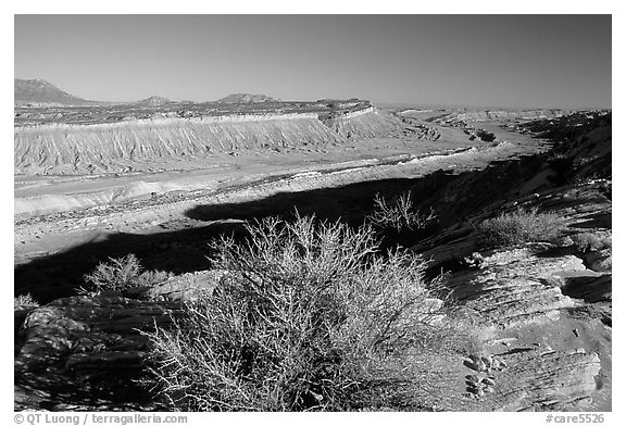 Strike Valley overlook view, late afternoon. Capitol Reef National Park (black and white)
