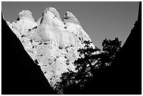Sandstone towers seen from Surprise Canyon. Capitol Reef National Park ( black and white)