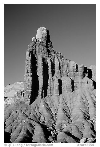 Chimney Rock at sunset. Capitol Reef National Park (black and white)