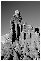 Chimney Rock at sunset. Capitol Reef National Park ( black and white)