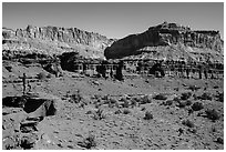 Park visitor looking, Sunset Point. Capitol Reef National Park ( black and white)