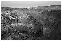 Goosenecks of Sulfur Creek and Waterpocket Fold at dawn. Capitol Reef National Park ( black and white)