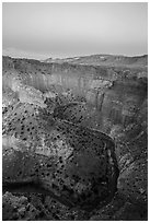 Sulfur Creek Goosenecks and Waterpocket Fold at dawn. Capitol Reef National Park ( black and white)