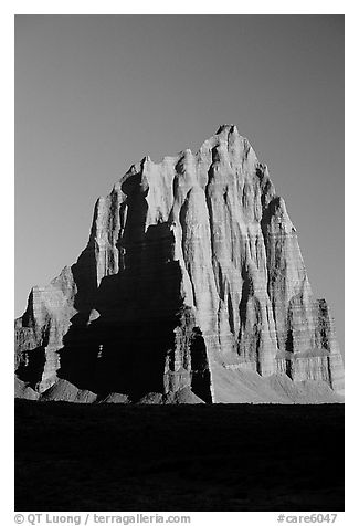 Temple of the Sun, Cathedral Valley, sunrise,. Capitol Reef National Park (black and white)