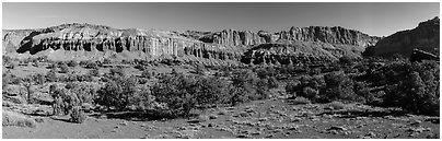 Mummy cliffs. Capitol Reef National Park, Utah, USA. (black and white)