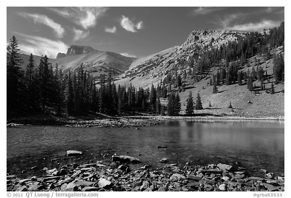 Mt Wheeler above Stella Lake. Great Basin National Park (black and white)