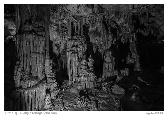 Columns, Lehman Cave. Great Basin National Park (black and white)