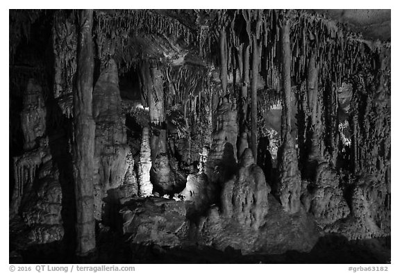 Marble cave formations, Lehman Cave. Great Basin National Park (black and white)