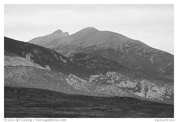 Wheeler Peak and Doso Doyabi, early morning. Great Basin National Park (black and white)