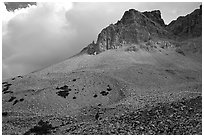 Peak, talus, and clouds. Great Basin National Park, Nevada, USA. (black and white)